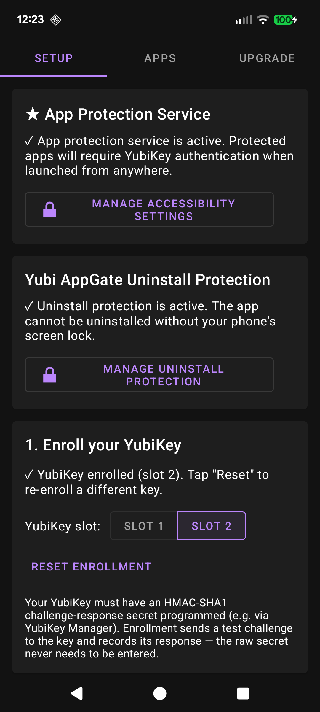 Yubi AppGate enrollment screen